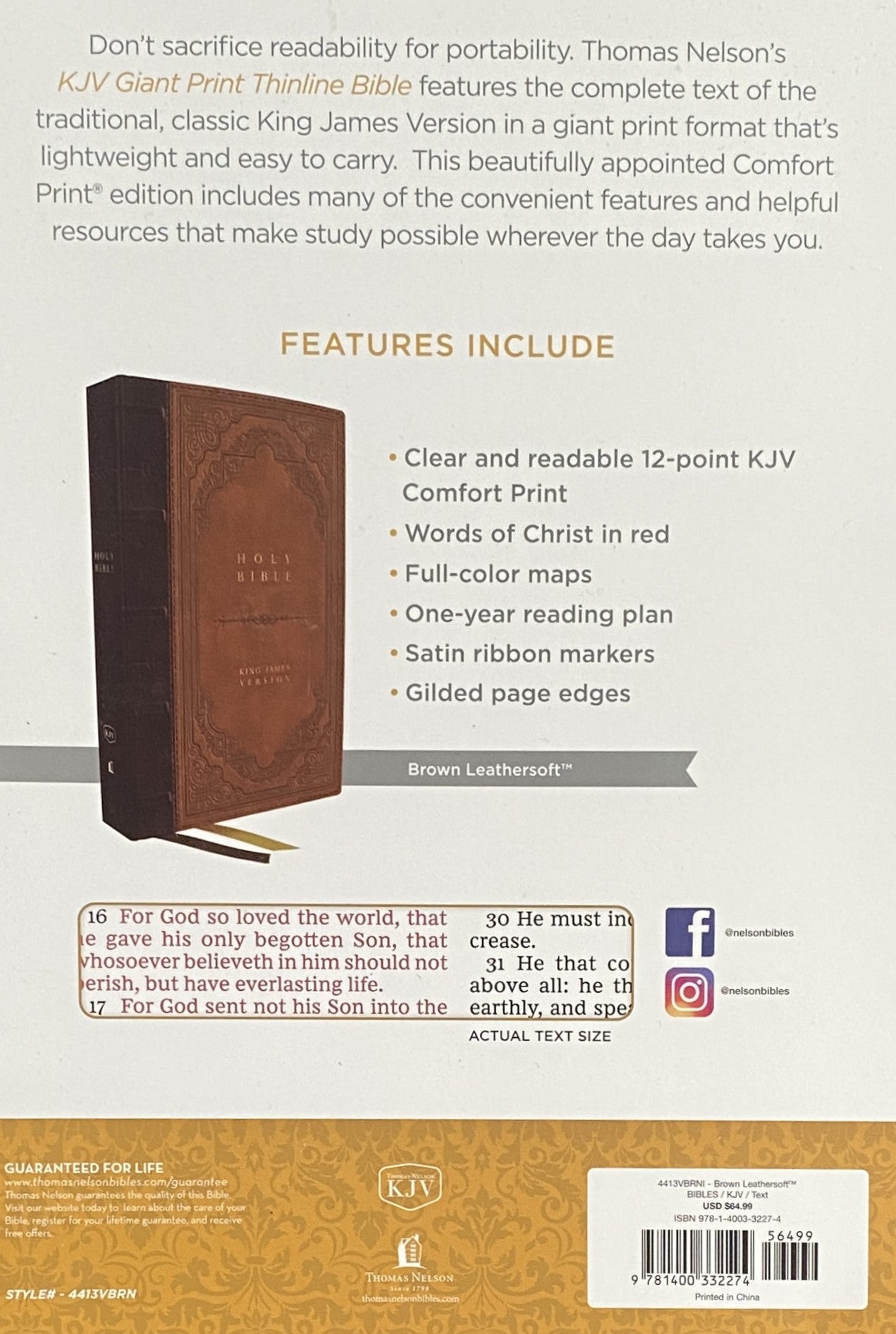 Giant Print King James Bible: Thinline Vintage Series, Leathersoft, Thumb Index image 1