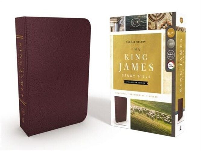 The King James Study Bible, Bonded Leather, Burgundy, Full-Color Edition image 0
