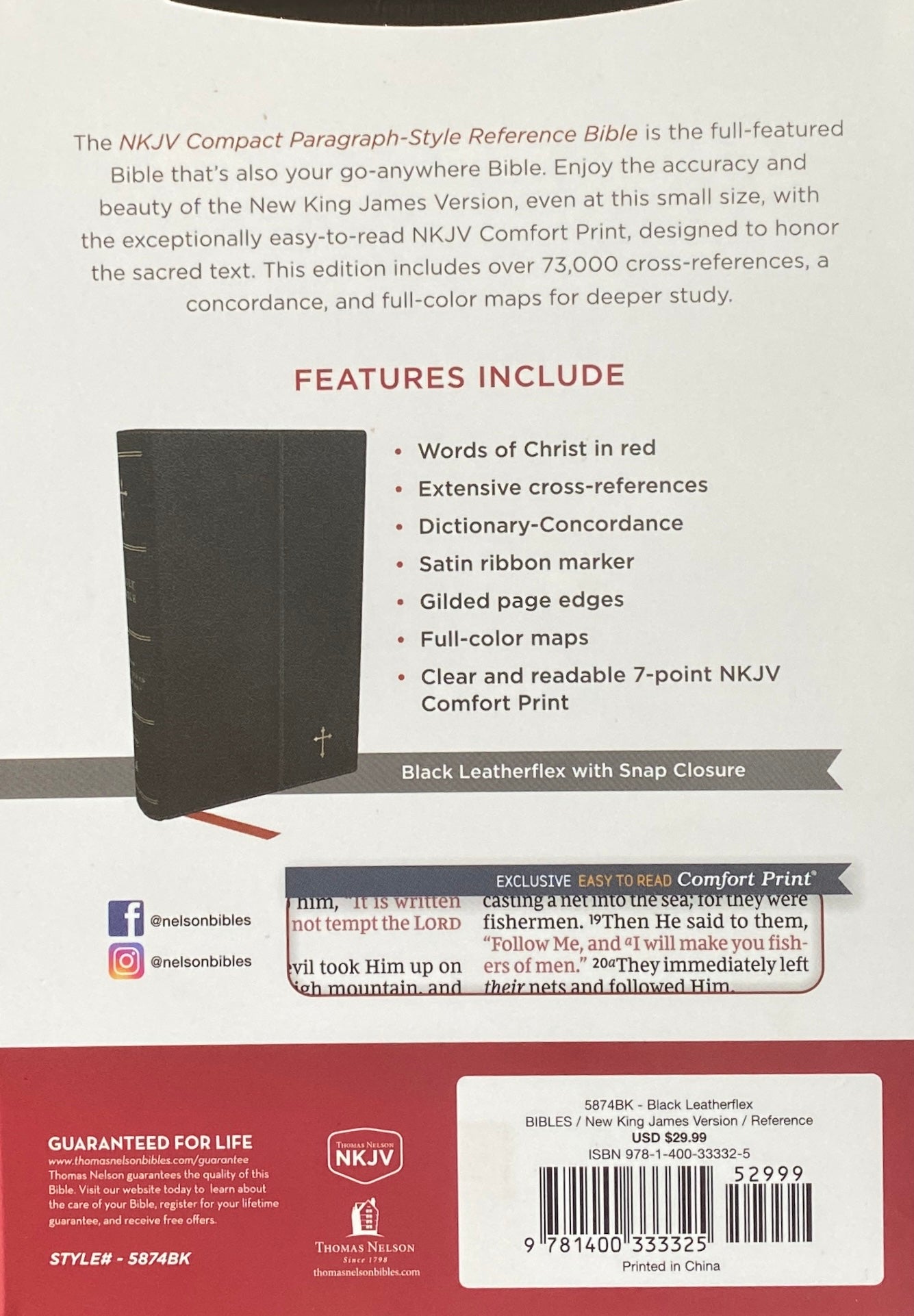 NKJV Compact Bible: Cross Reference Edition Leatherflex with Magnetic Flap image 2