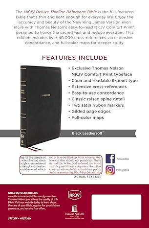 NKJV, Deluxe Thinline Reference Bible, Leathersoft Black, Comfort Print image 1