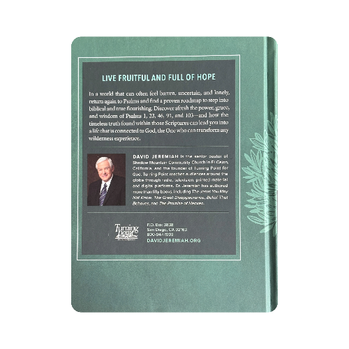 Book cover with text and a photo of David Jeremiah on a green background