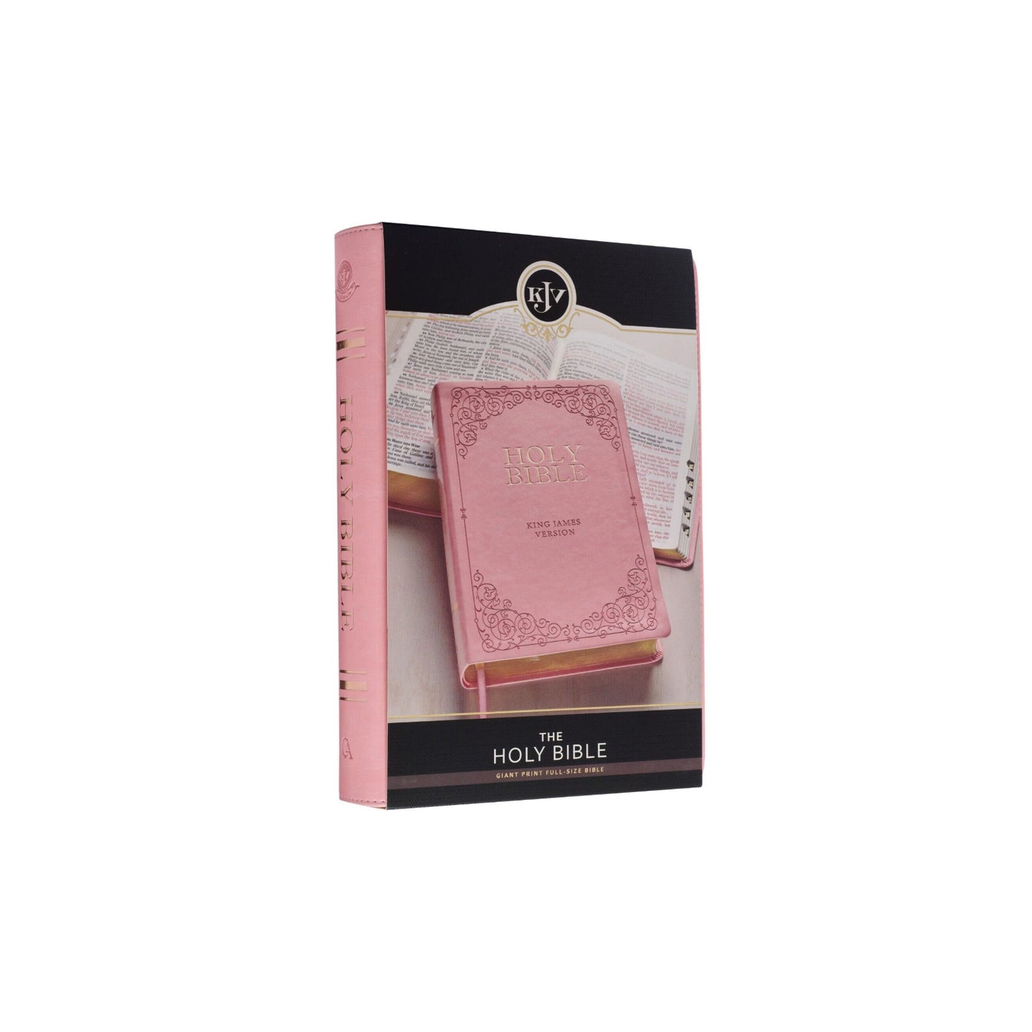 KJV Holy Bible Giant Print, Full Size, Pink Faux Leather, Thumb Indexed image 2