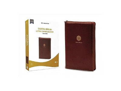 RVR60, Santa Biblia, Letra Supergigante, Leathersoft, Café, Con Cierre image 0