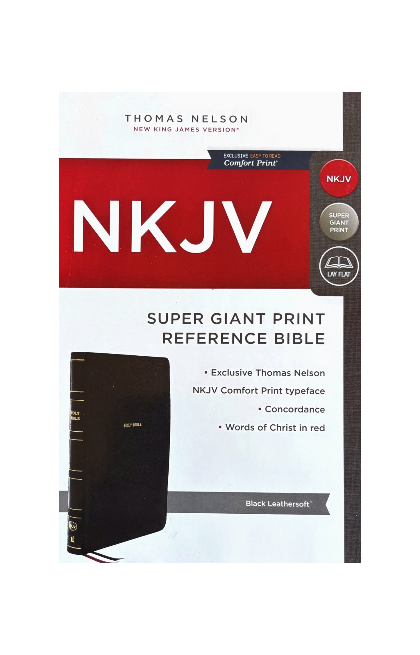 NKJV Super Giant Print Reference Bible, Leathersoft Black, Red Letter Edition image 0