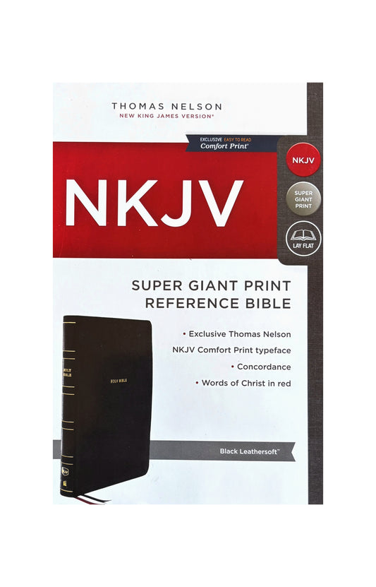 NKJV Super Giant Print Reference Bible, Leathersoft Black, Red Letter Edition image 0