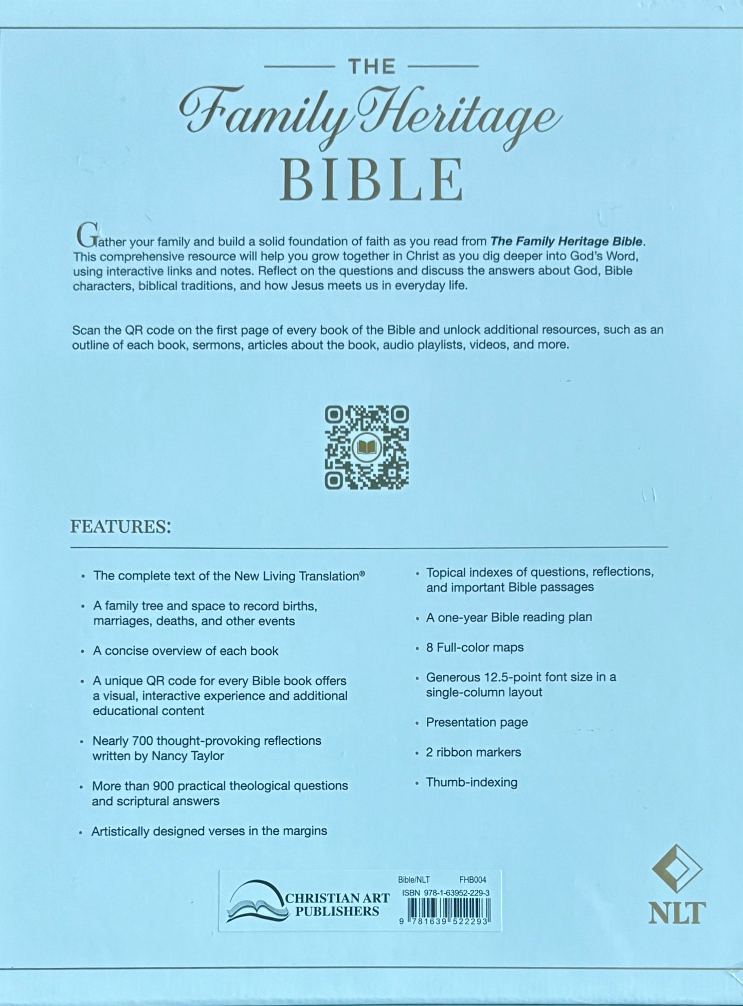 NLT, Family Heritage Bible, Brown Faux Leather, with Family Tree Pages image 2