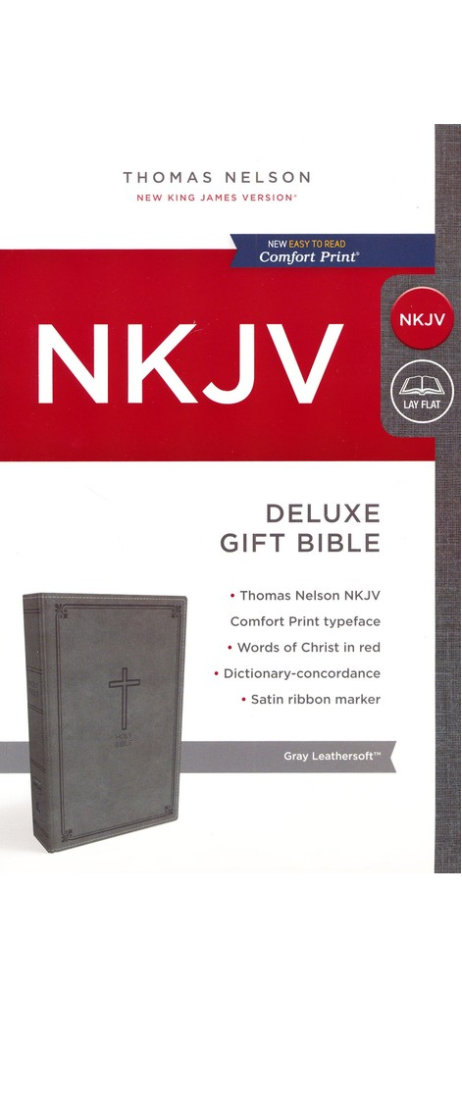 NKJV, Deluxe Gift Bible, Imitation Leather, Gray, Red Letter Edition image 0