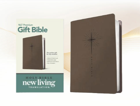 NLT Premium Gift Bible Leatherlike, Star Cross Taupe, Red Letter Edition image 0