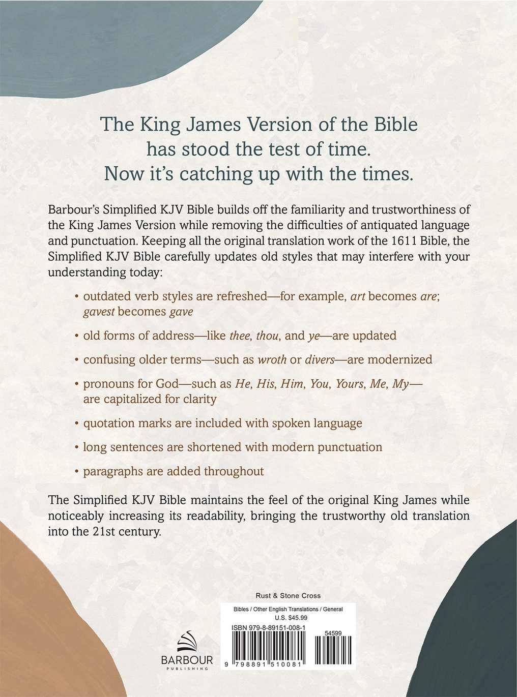The Barbour Simplified KJV-Large Print Bible, Thumb Indexed [Rust & Stone Cross] image 1