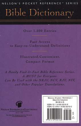 Pocket Bible Dictionary, Nelson Pocket Reference Series image 1