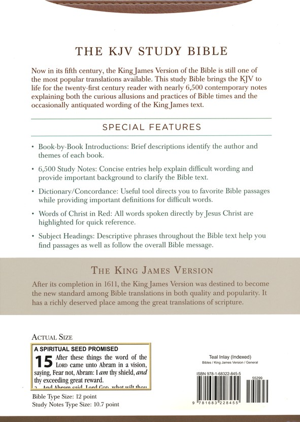 The KJV Study Bible Large Print, Indexed, Teal Inlay image 1