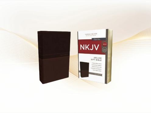 NKJV Gift Bible Deluxe Imitation Leather, Tan, Red Letter Edition image 0