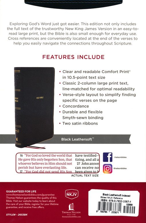 NKJV Large Print Bible: Personal Size Reference Bible Thumb Indexed back cover