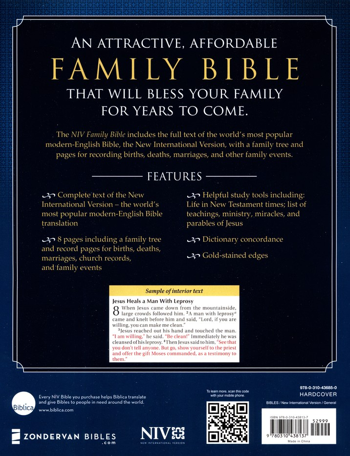 NIV Family Bible, White Hardcover, Red Letter Edition-Zondervan image 1