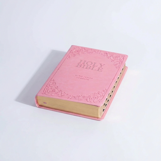 KJV Holy Bible Giant Print, Full Size, Pink Faux Leather, Thumb Indexed image 1
