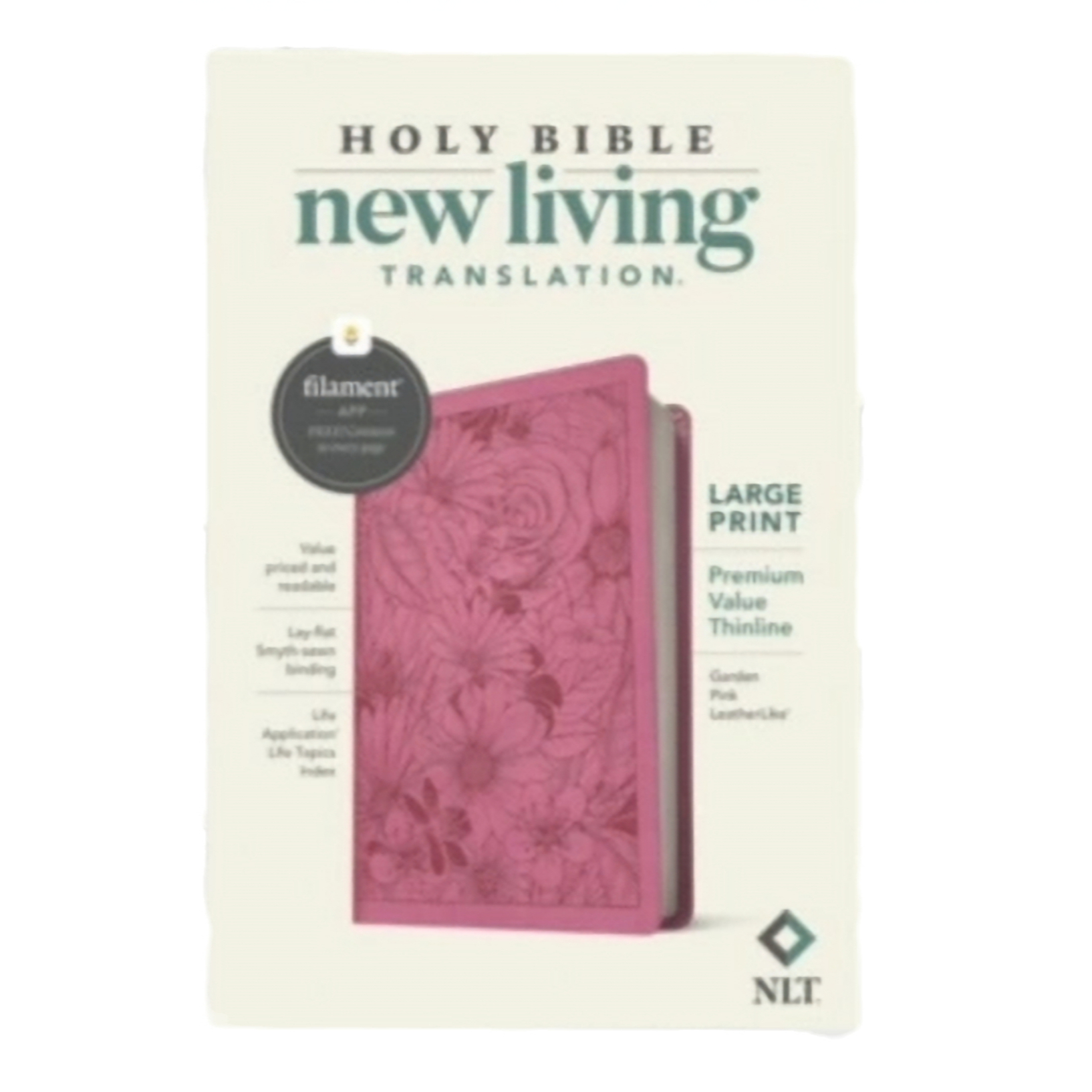 NLT Large Print Premium Value Thinline Bible, Filament-Enabled Leather Like Pink image 0