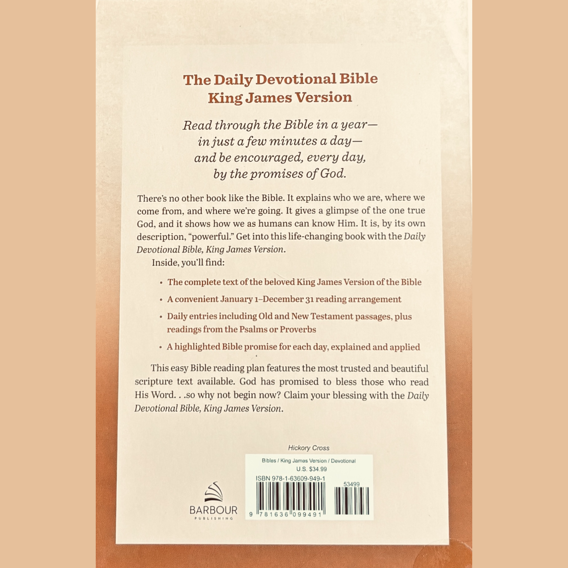 Daily Devotional Bible King James Version, Hickory Cross image 1