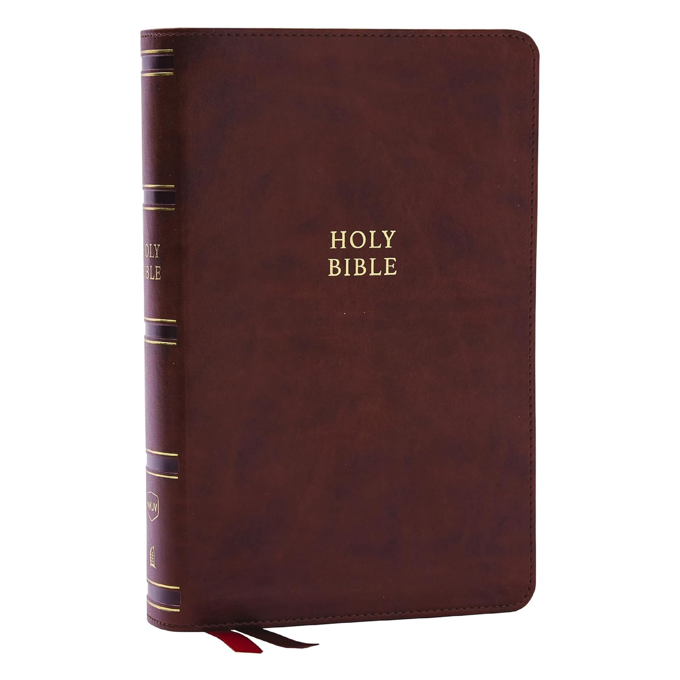 NKJV Single-Column Reference Bible, Comfort Print- leather-look, Brown Indexed image 1
