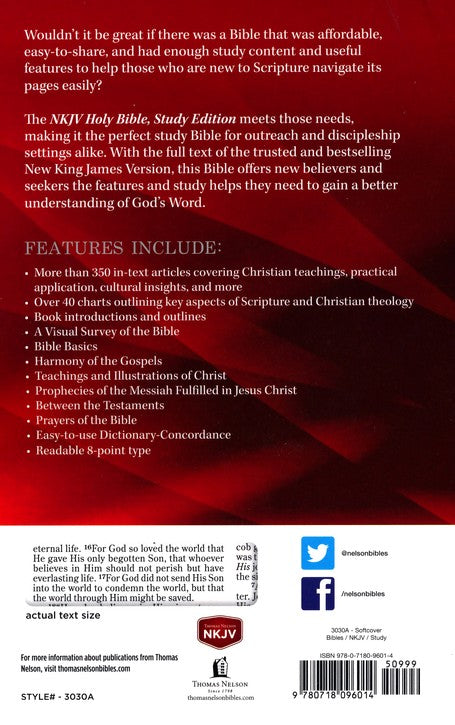NKJV, Outreach Bible, Study Edition Paperback: Holy Bible, New King James image 1