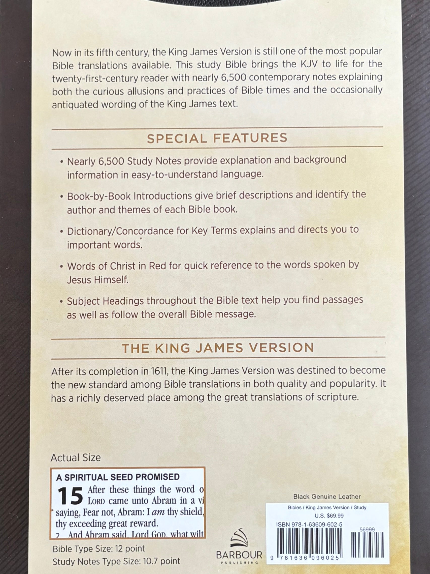 KJV Study Bible, Large Print Genuine Leather Black image 1