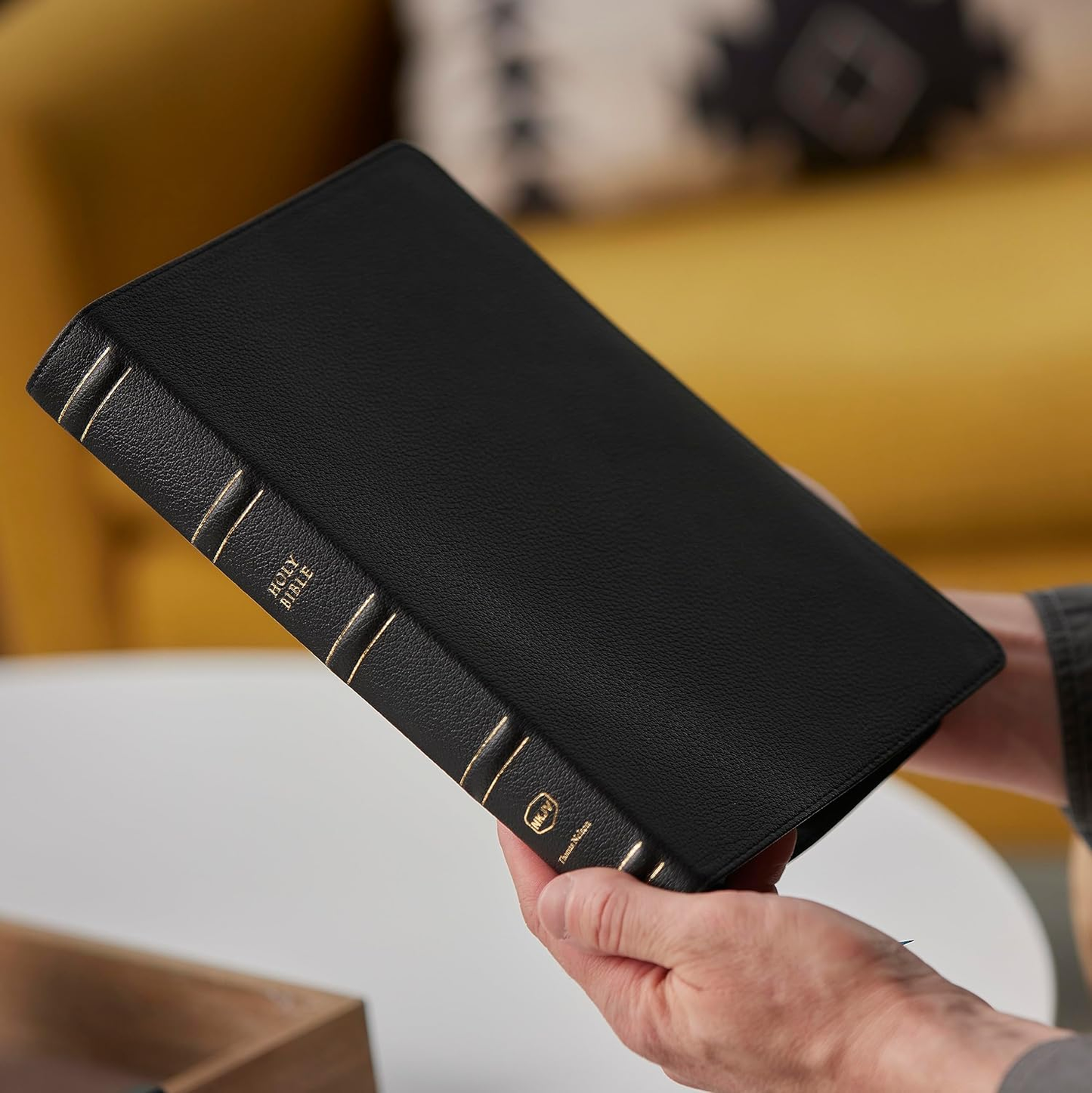 NKJV Large Print Bible, Genuine Leather, Thinline Maclaren Series