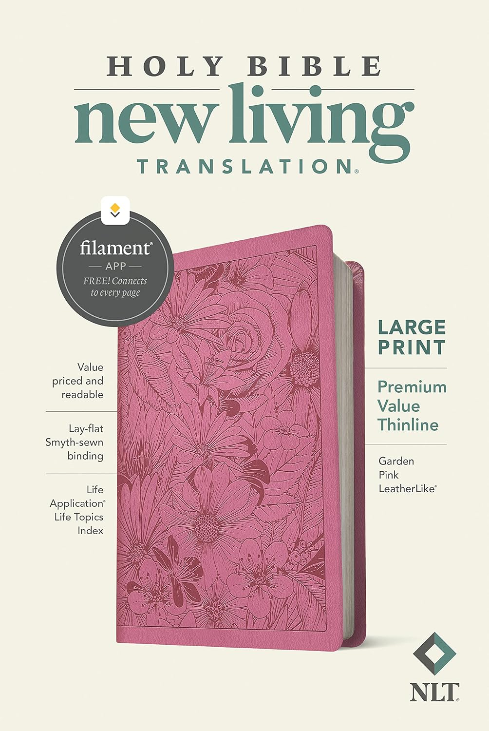 nlt large print bible leather like pink