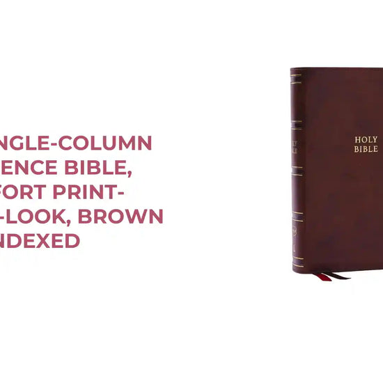 NKJV Single-Column Reference Bible, Comfort Print- leather-look, Brown Indexed by@Outfy