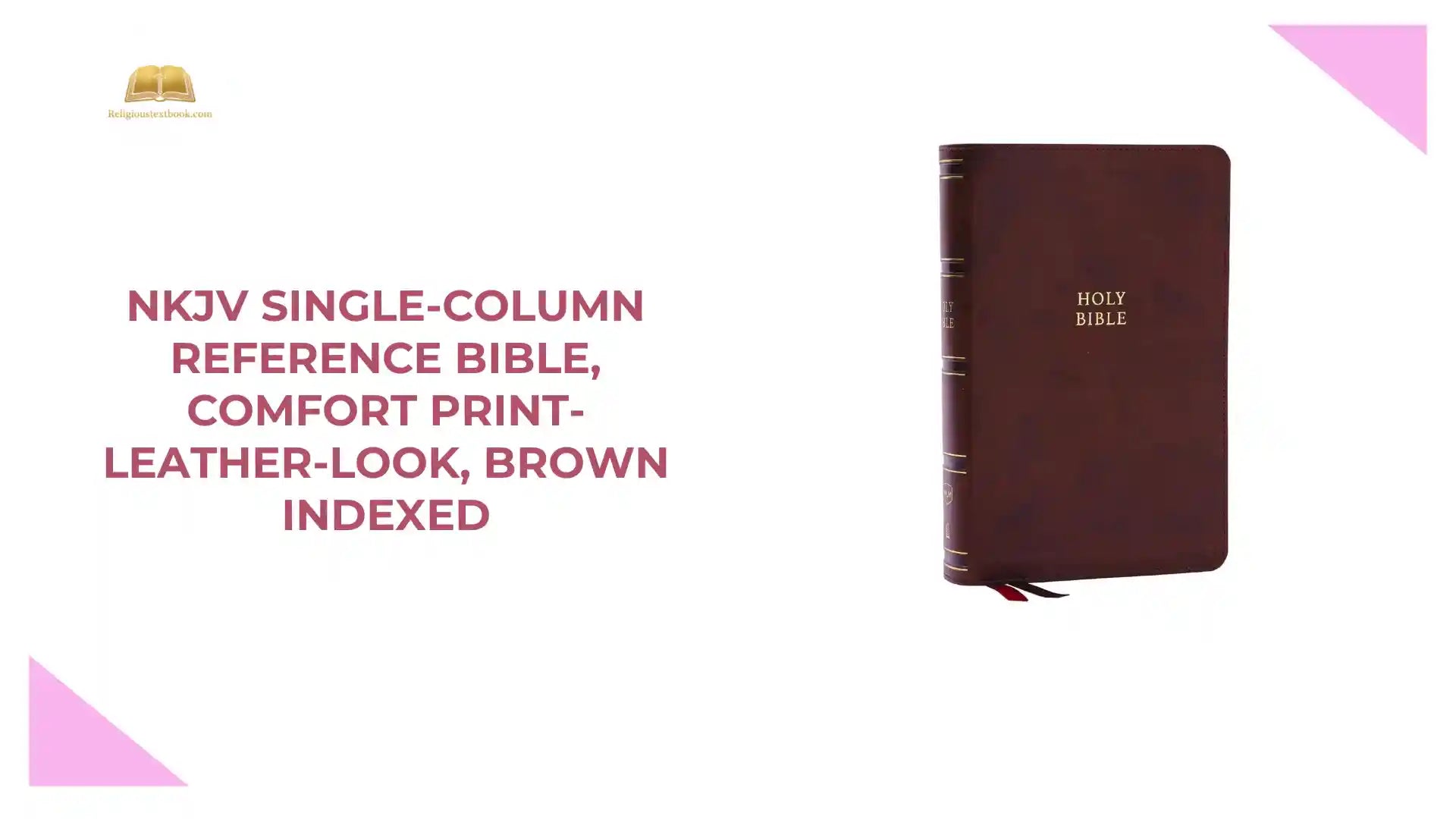 NKJV Single-Column Reference Bible, Comfort Print- leather-look, Brown Indexed by@Outfy