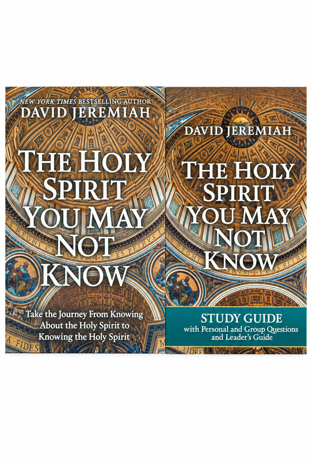 Two book covers shown side by side on a white background: 'The Holy Spirit You May Not Know' by David Jeremiah on the left and 'The Holy Spirit You May Not Know Study Guide' by David Jeremiah on the right.